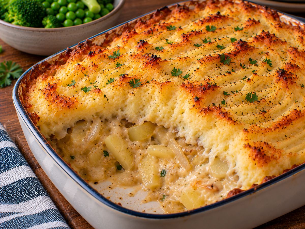 Cheese & onion potato pie