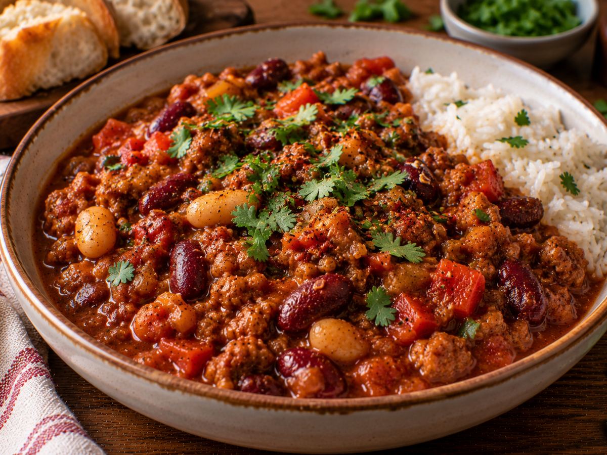 Pork & bean chilli