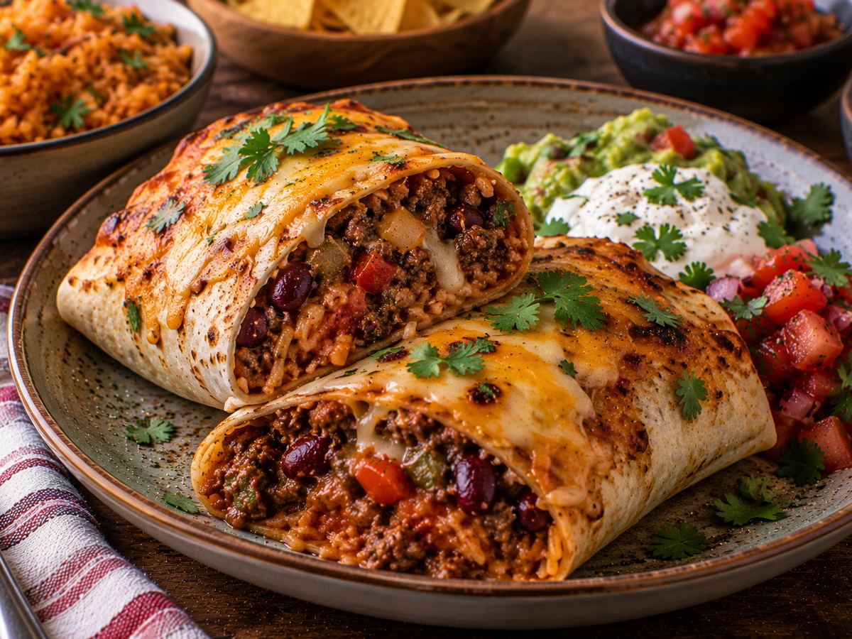 Beef & bean burritos