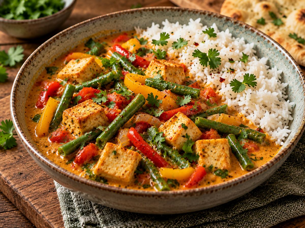 Tofu & green bean coconut curry