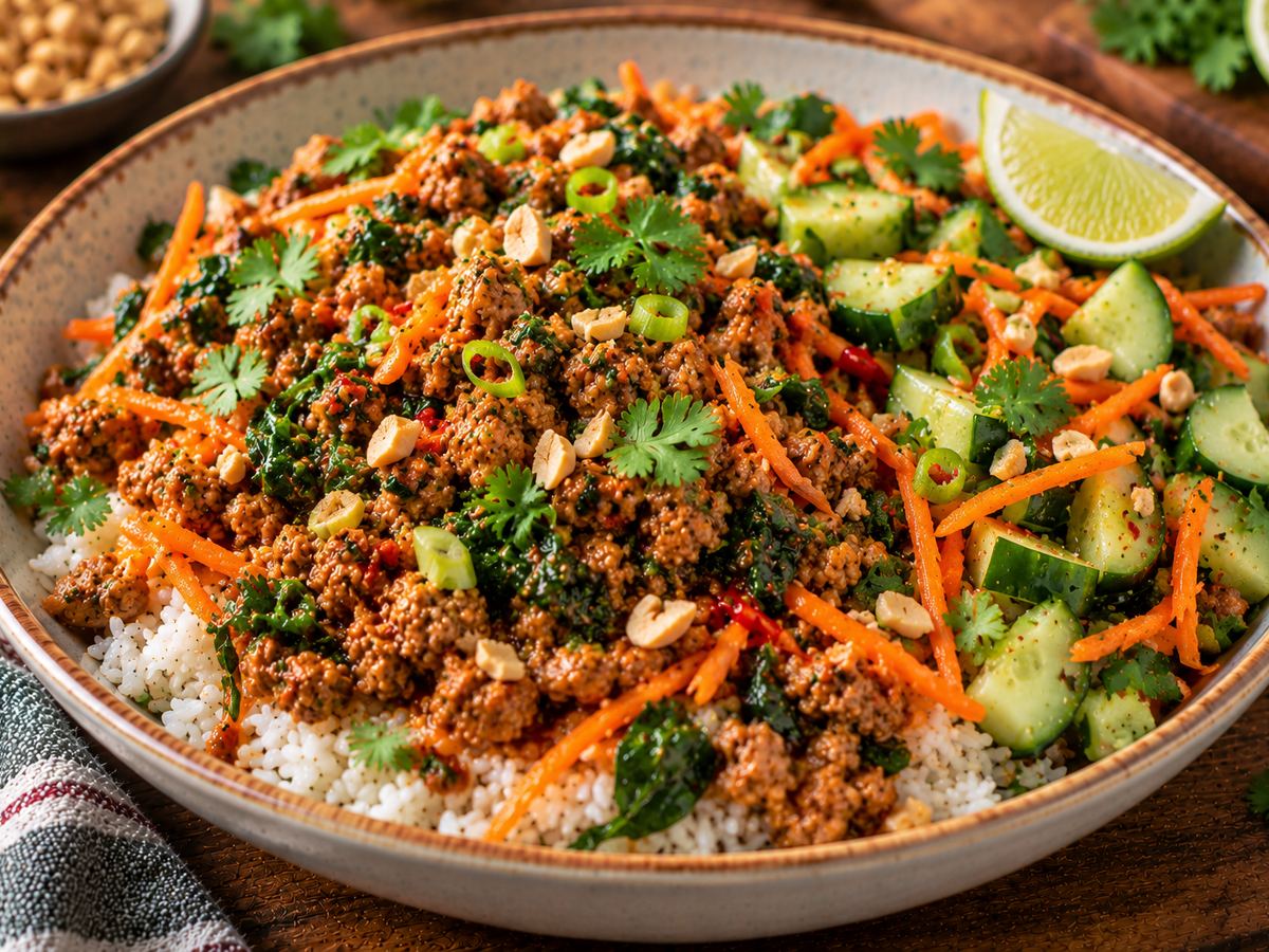 Thai-style turkey & cucumber rice bowls