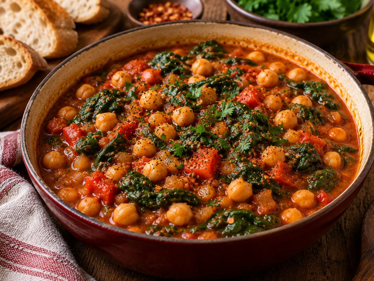 Spanish chickpea & spinach stew