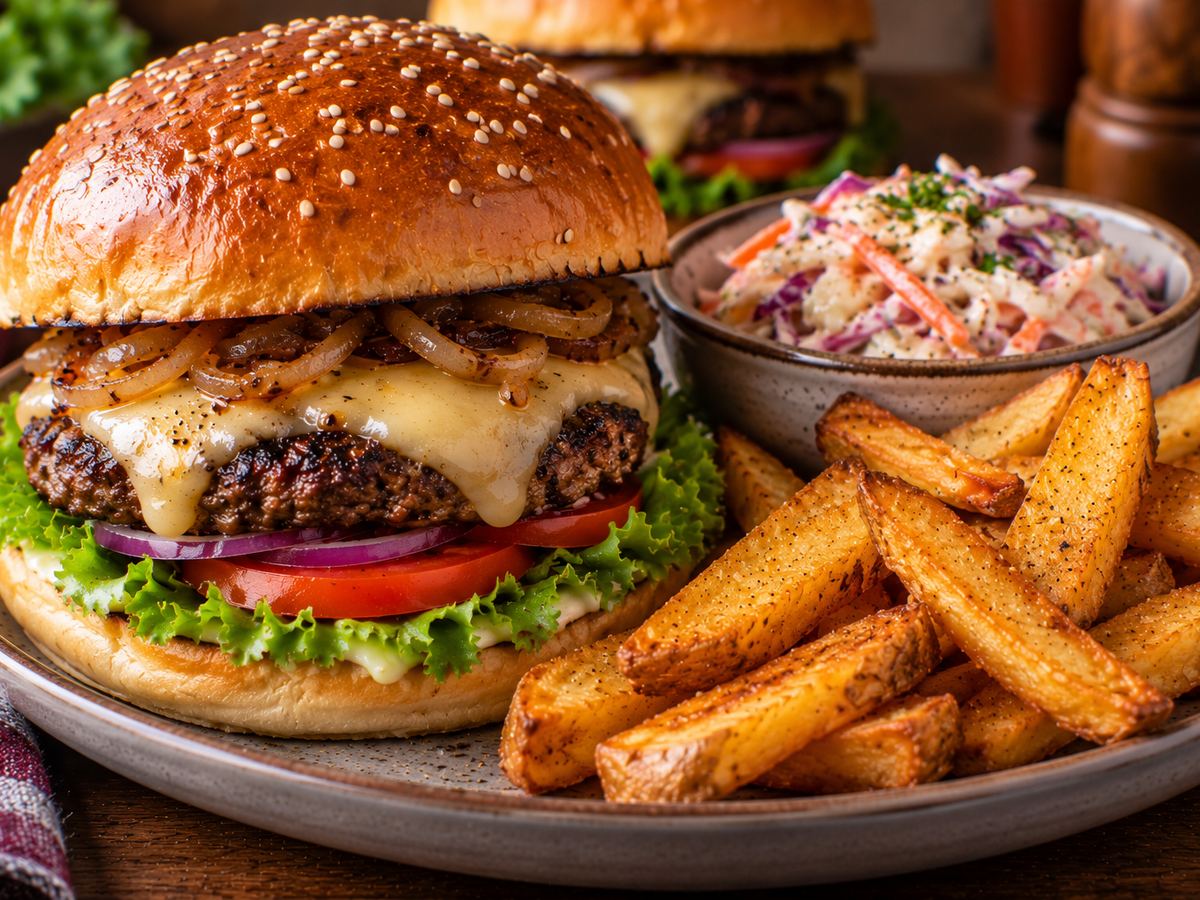 Homemade burgers & chips