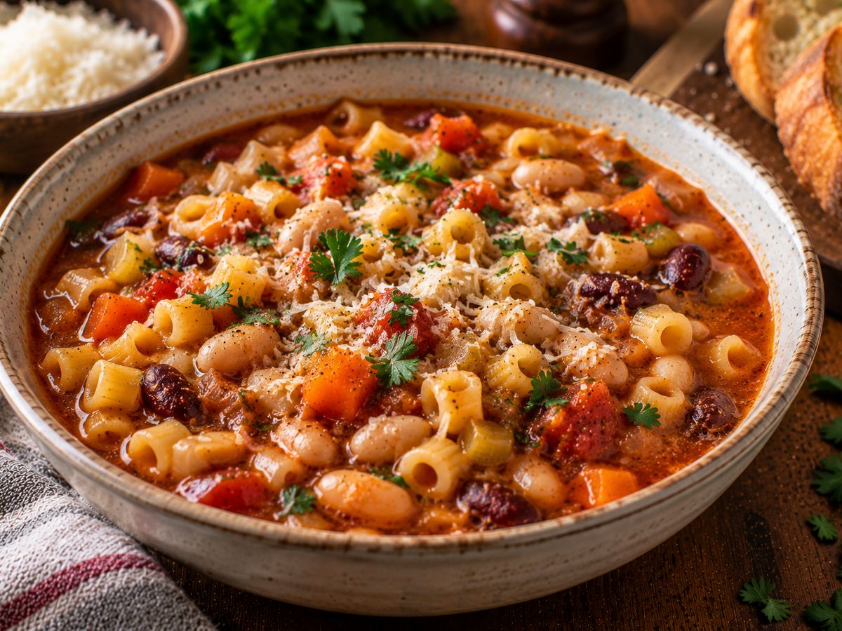Pasta e fagioli (pasta & bean soup)