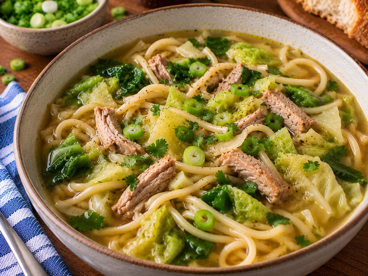 Pork & cabbage noodle soup