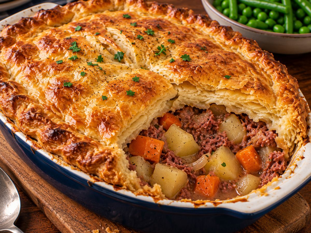 Corned beef & potato pie