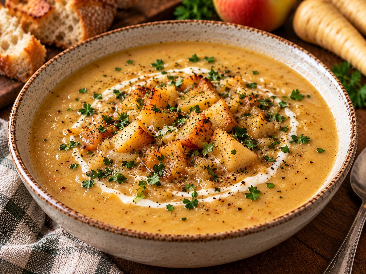 Spiced parsnip & apple soup
