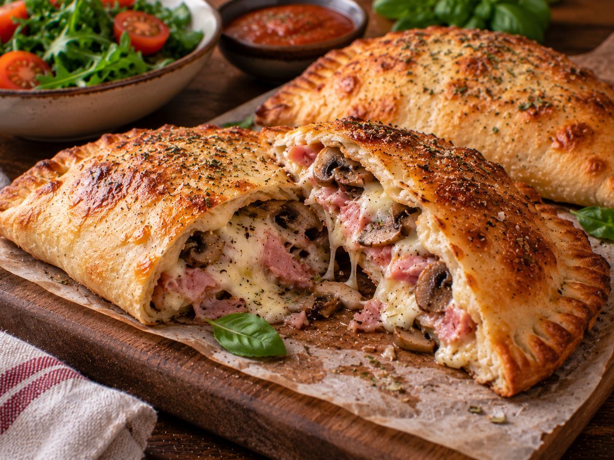 Ham & mushroom calzones