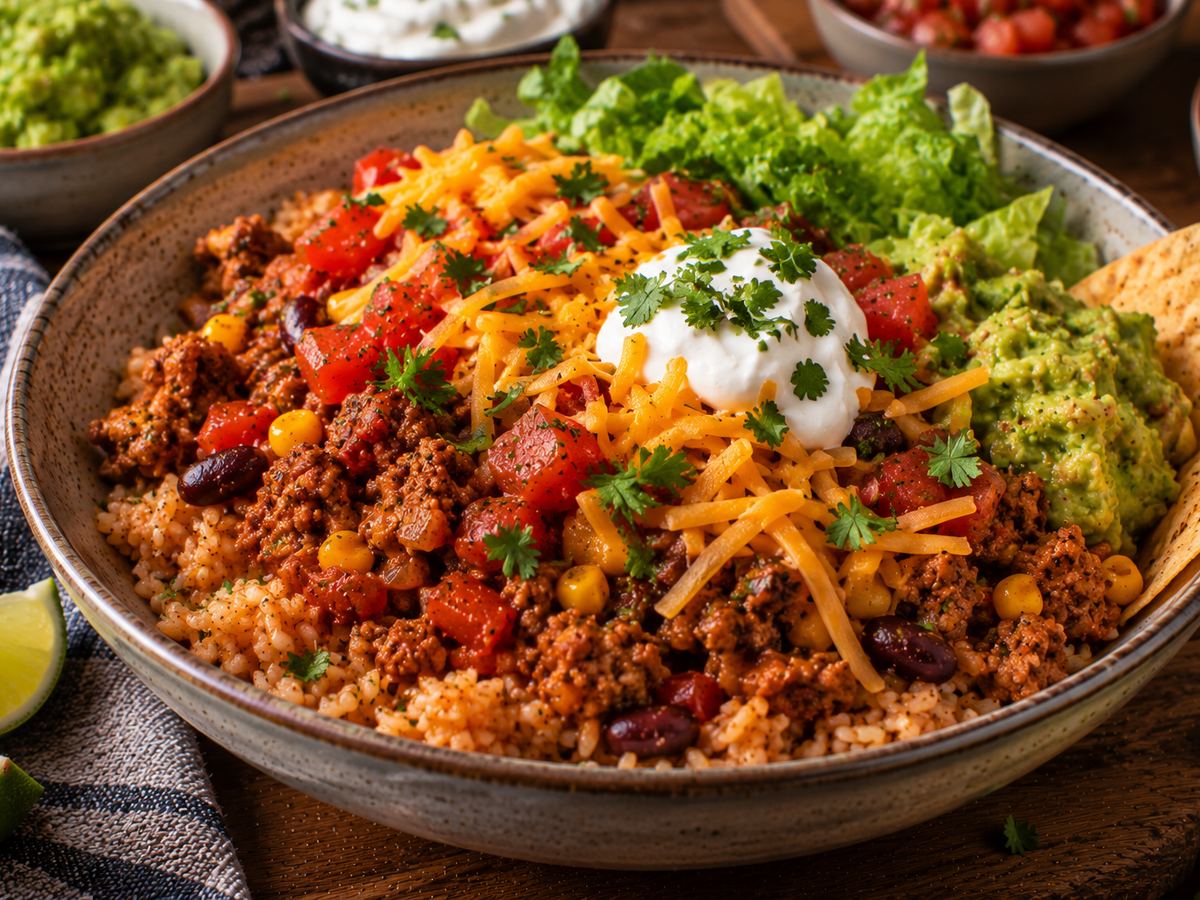 Turkey taco rice bowls