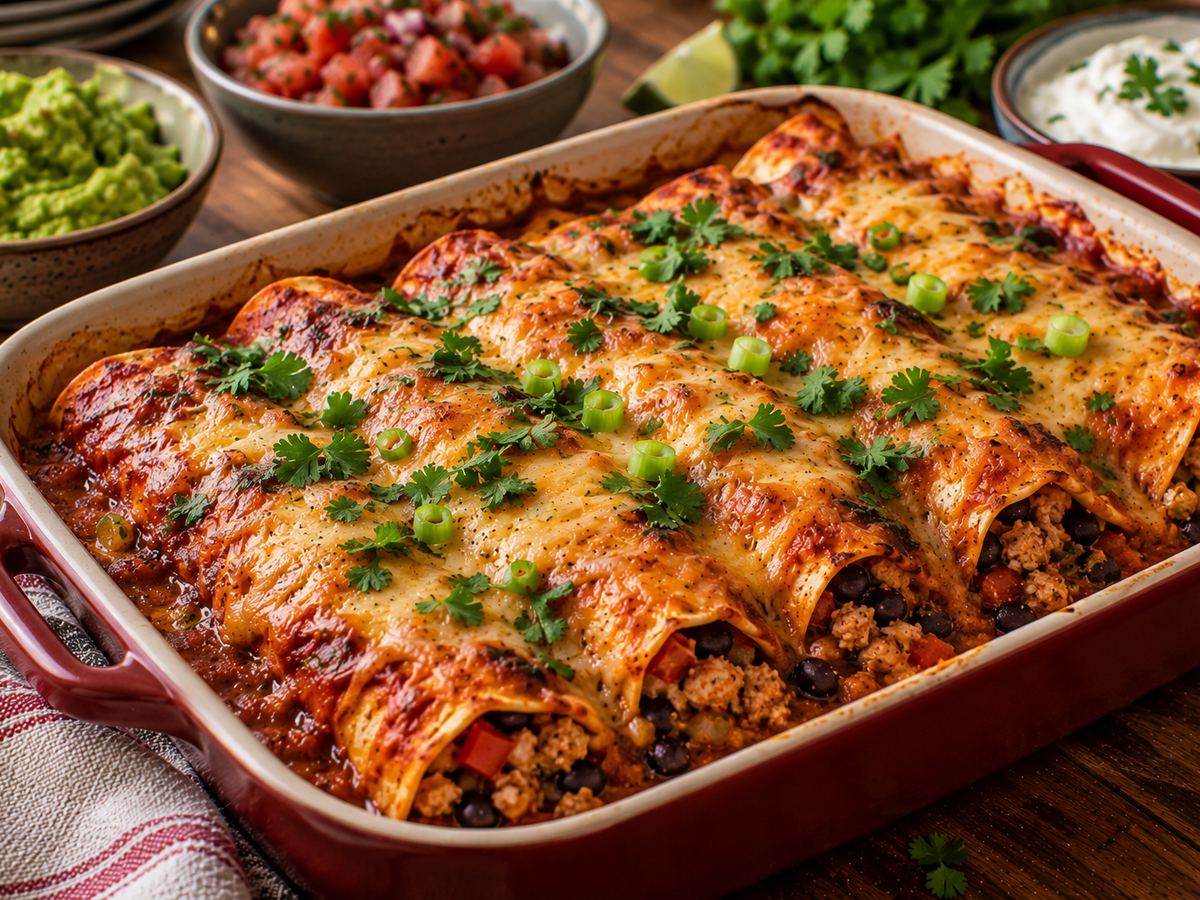 Turkey & black bean enchiladas