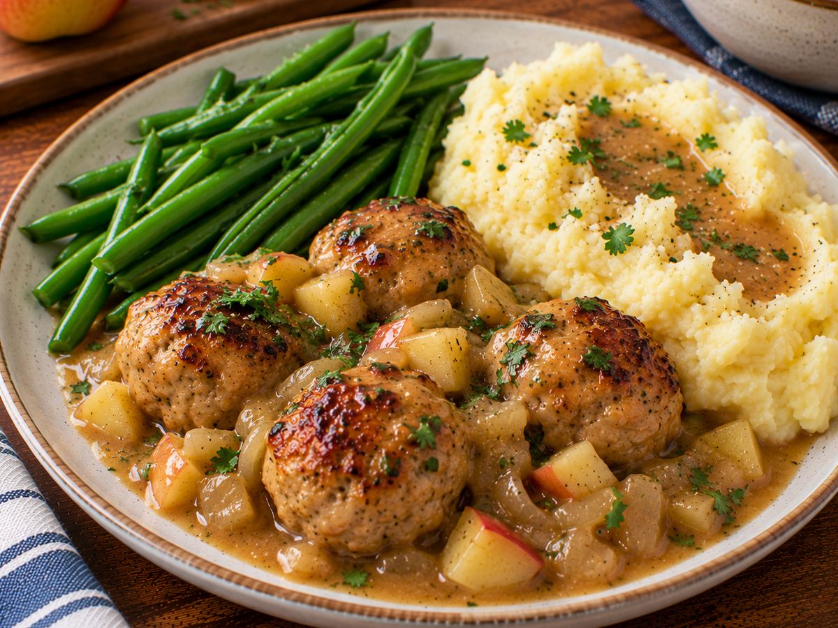 Turkey & apple meatballs with mash