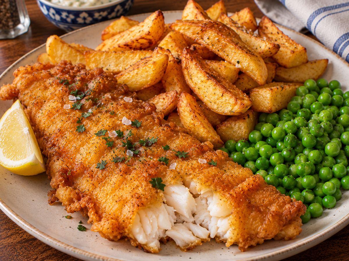 Fish, chips & peas