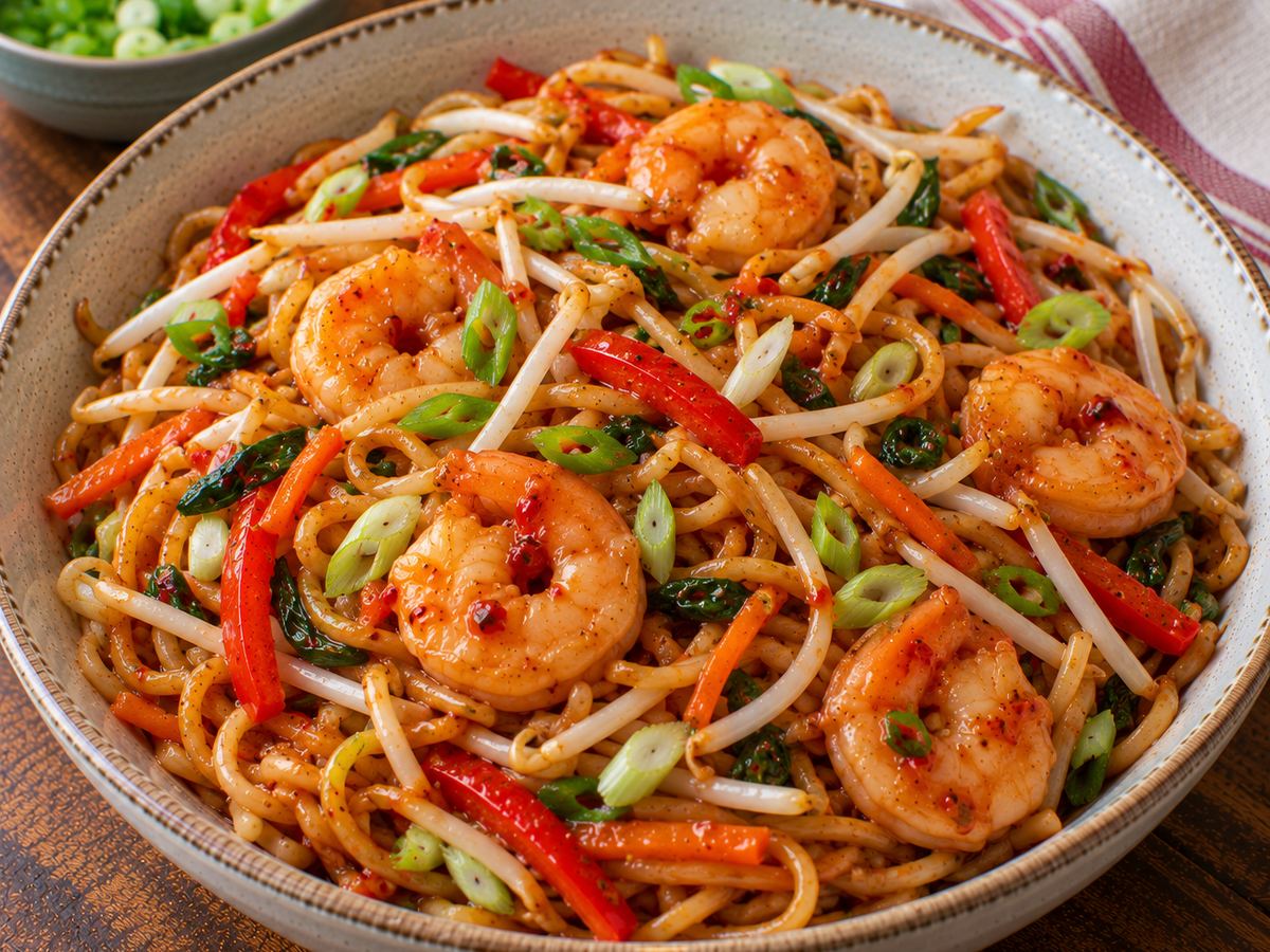 Sweet chilli prawn noodles