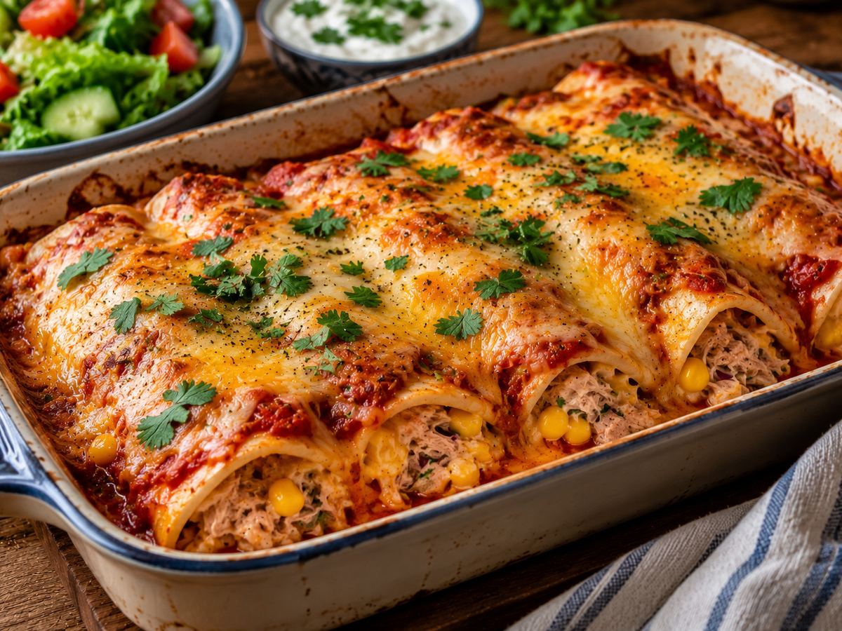 Tuna & sweetcorn enchiladas