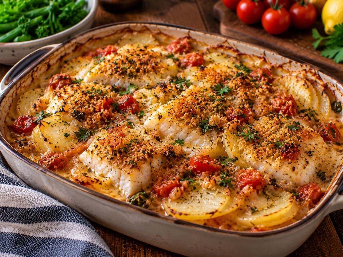 Provençal-style fish gratin with potatoes