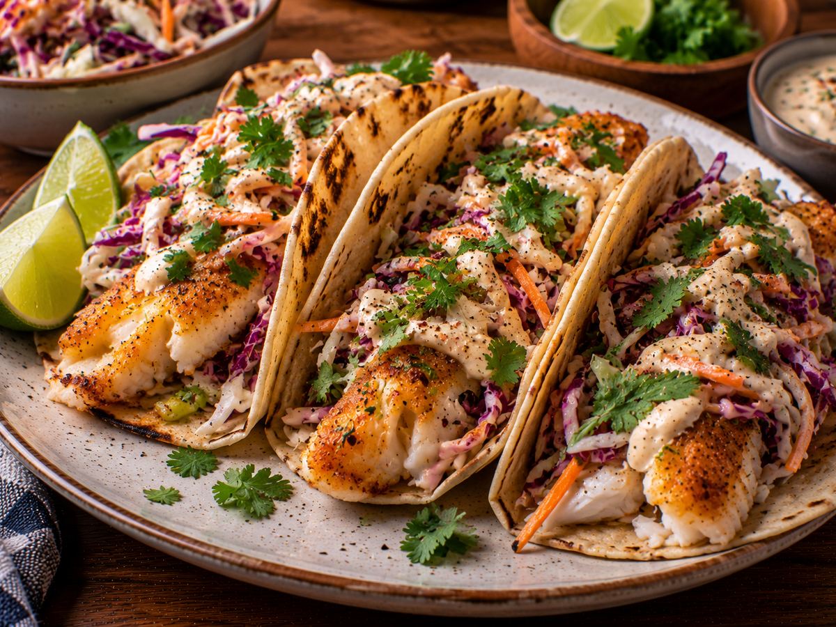 Fish tacos with slaw