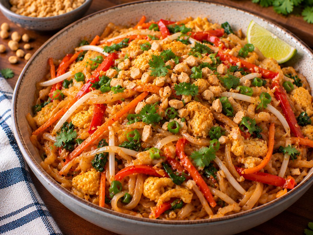 Vegetable pad thai-style noodles