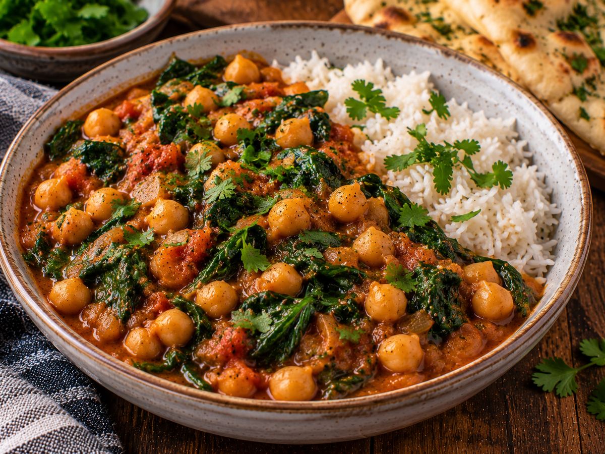 Chickpea & spinach curry
