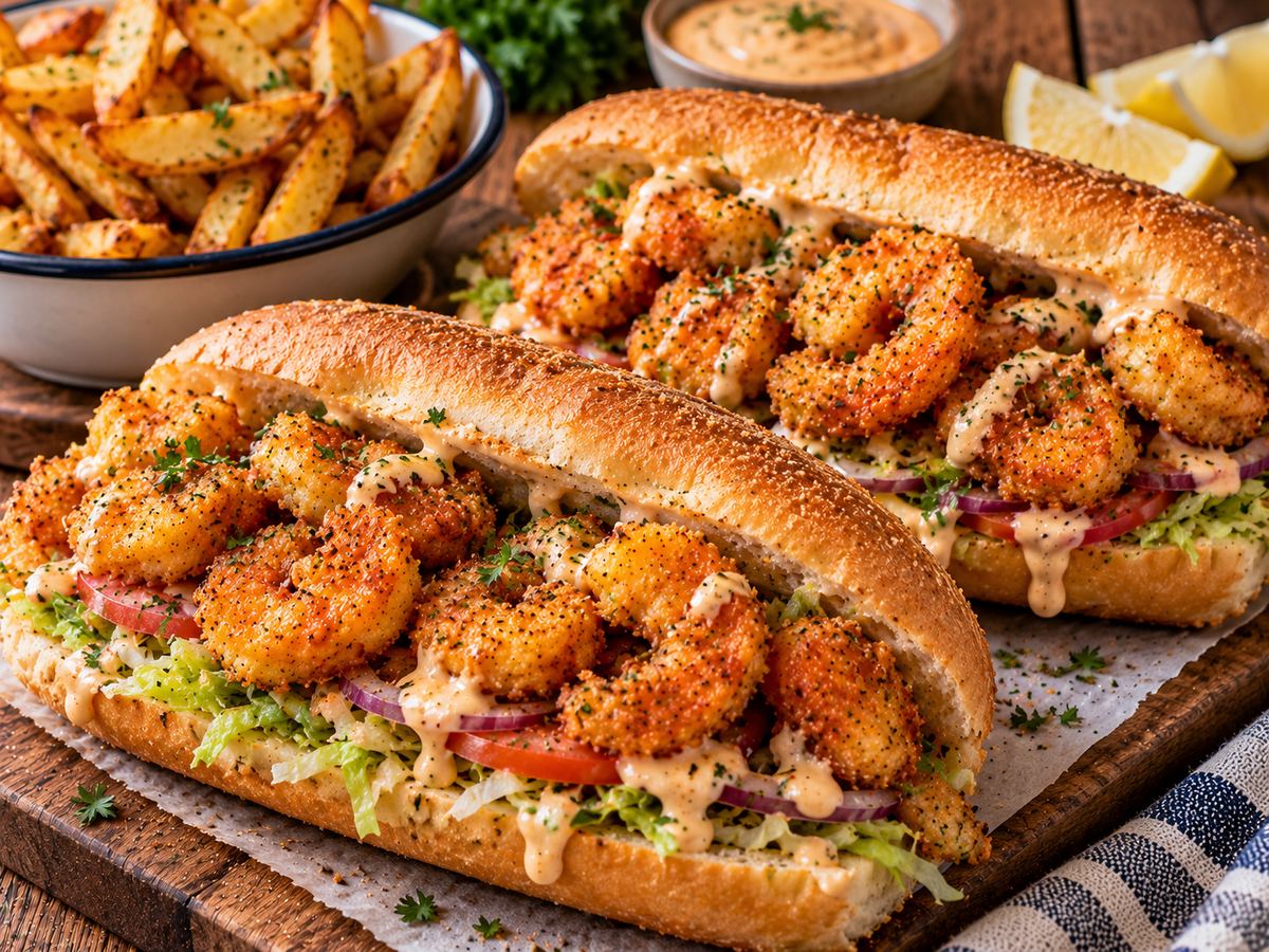 Crispy prawn po' boys