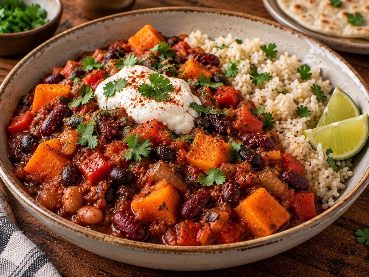 Sweet potato & bean chilli