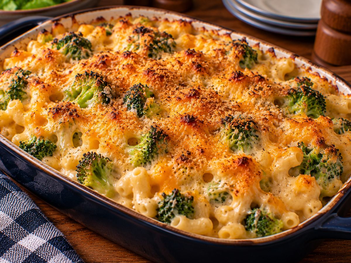Macaroni cheese with broccoli
