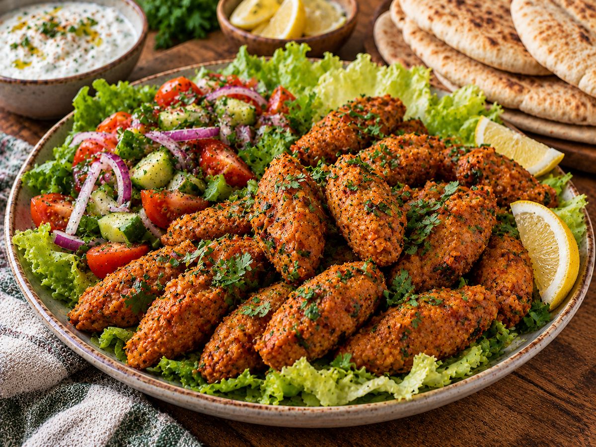 Turkish lentil kofte with pittas