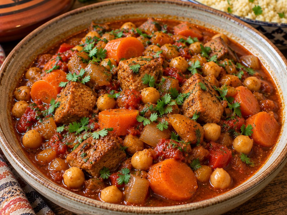 Moroccan-style pork & chickpea stew