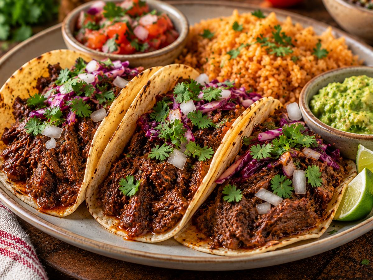 Beef barbacoa-style tacos