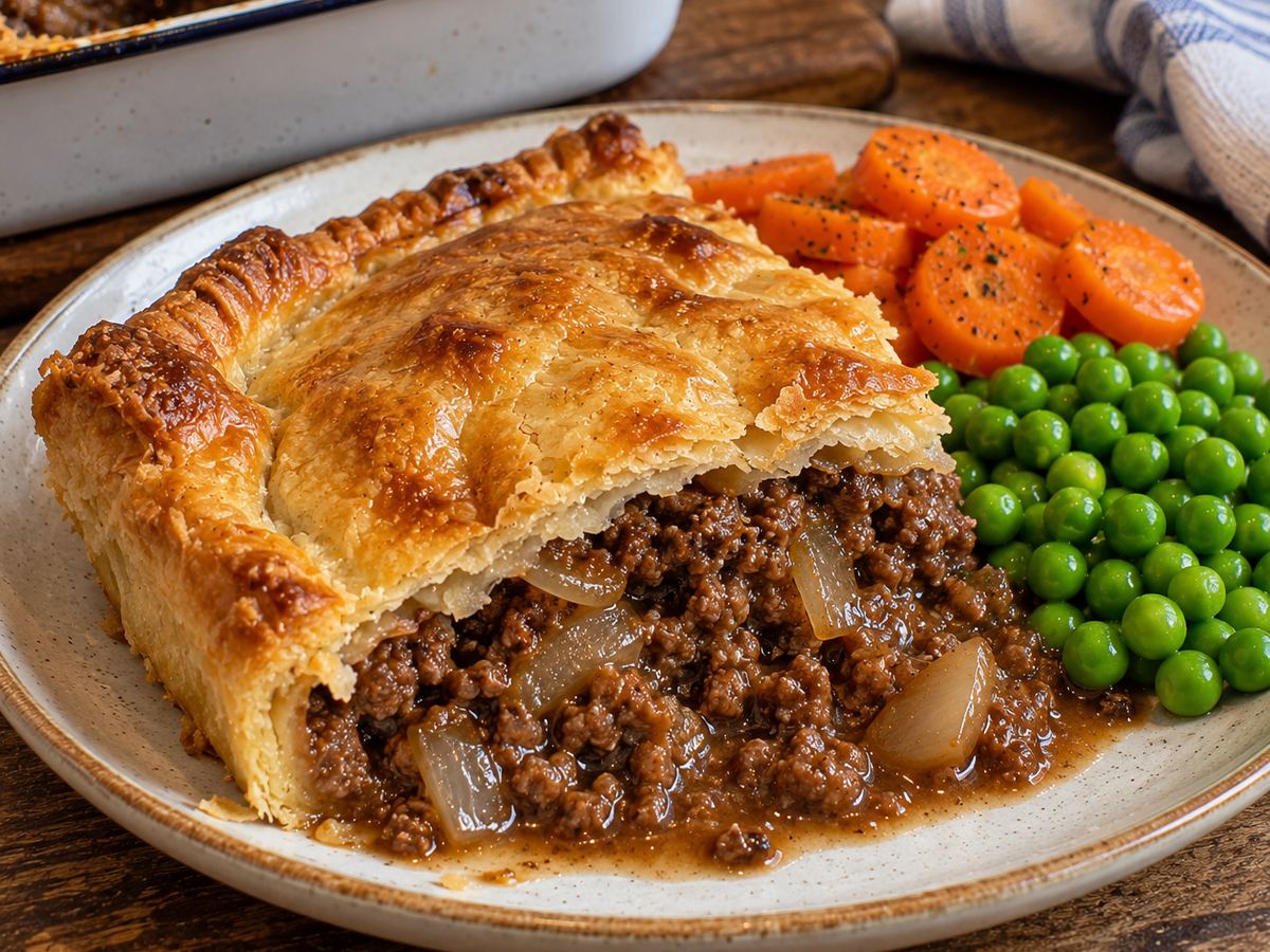 Minced beef & onion pie