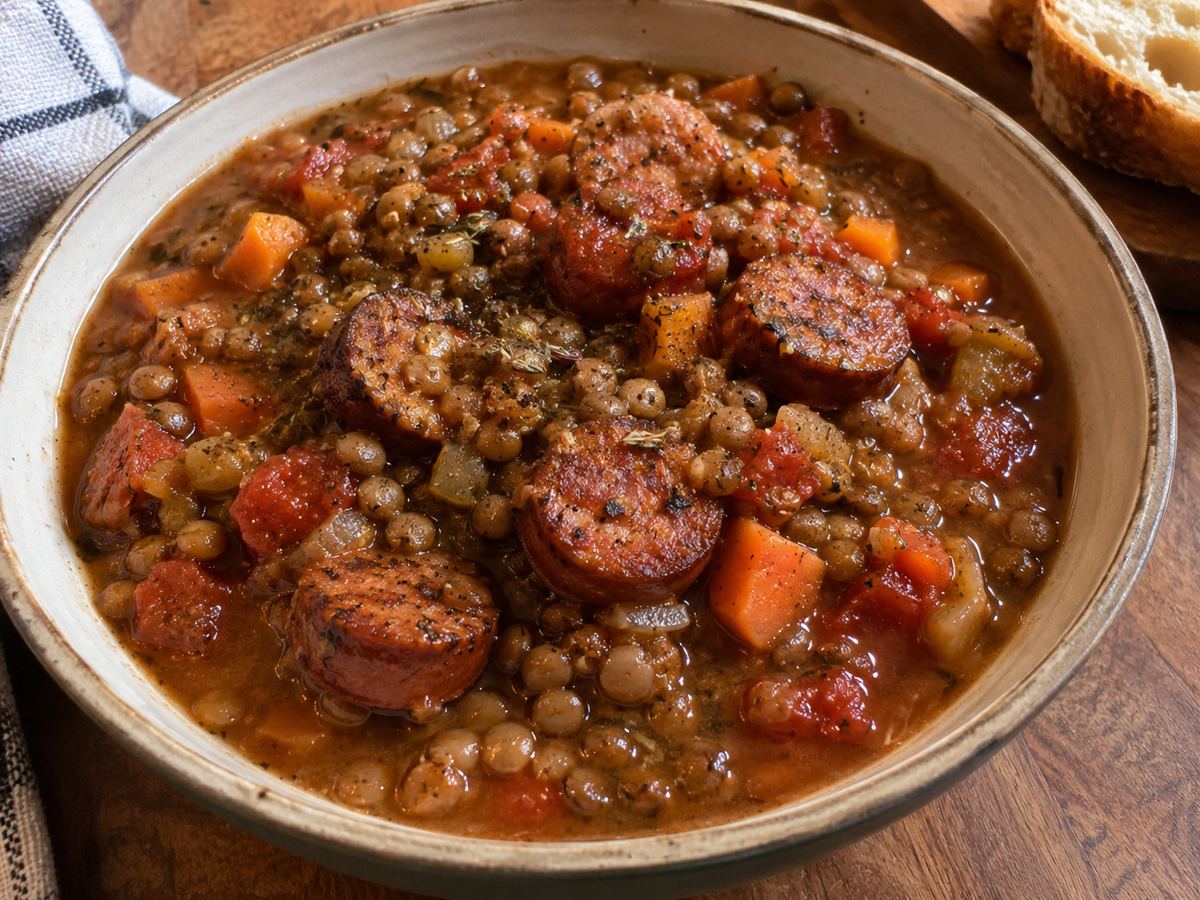 Sausage & lentil stew