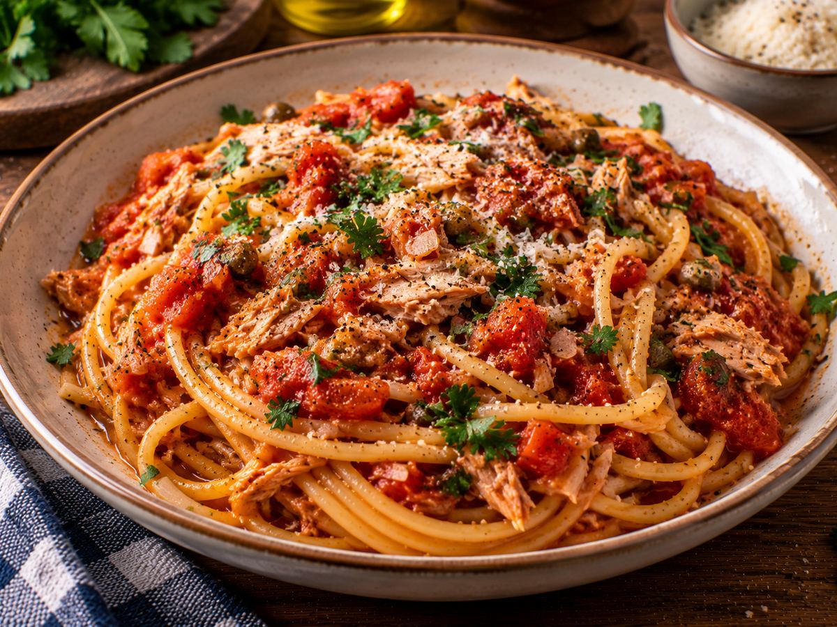 Tuna & tomato spaghetti
