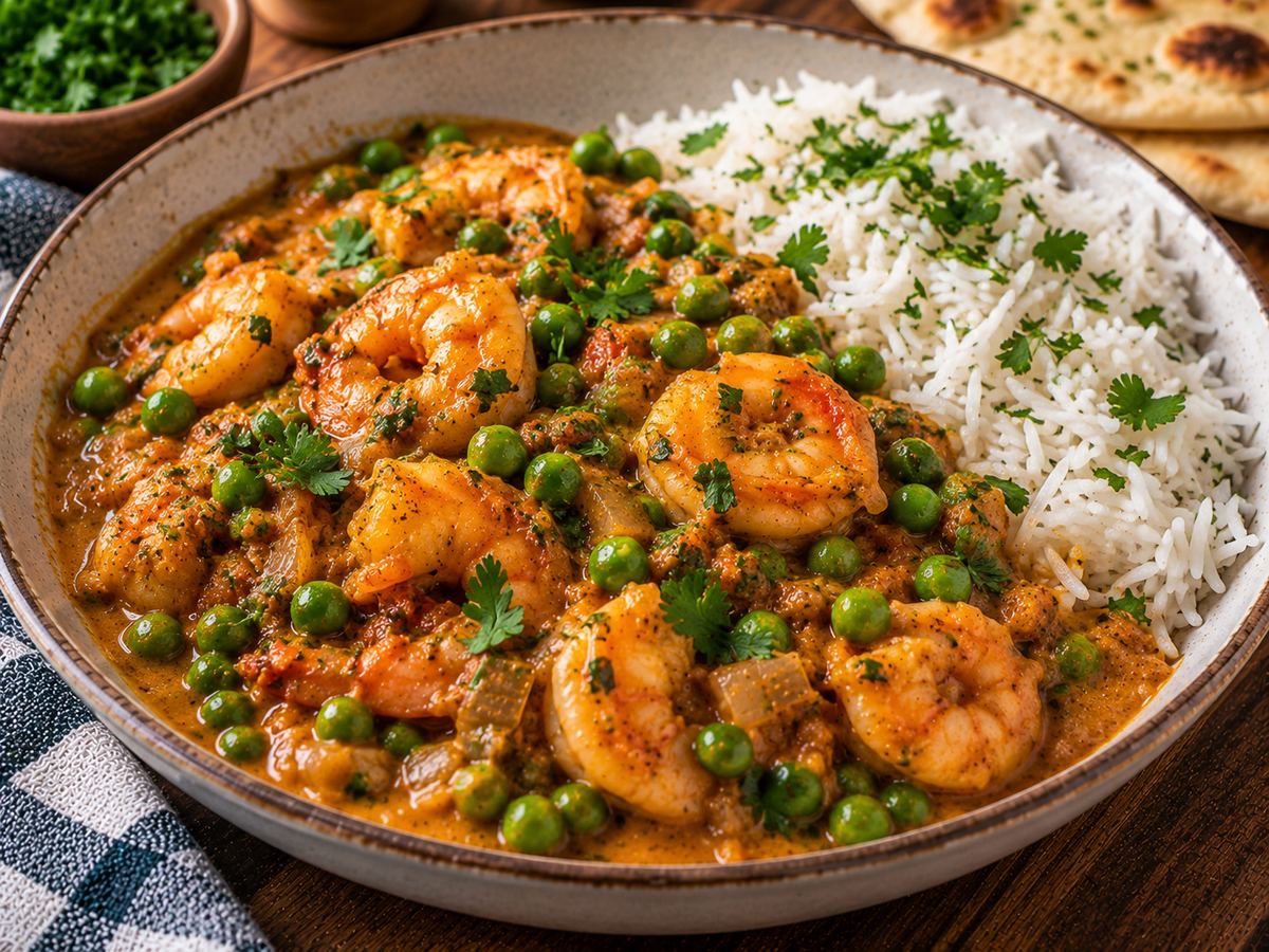 Prawn & pea curry